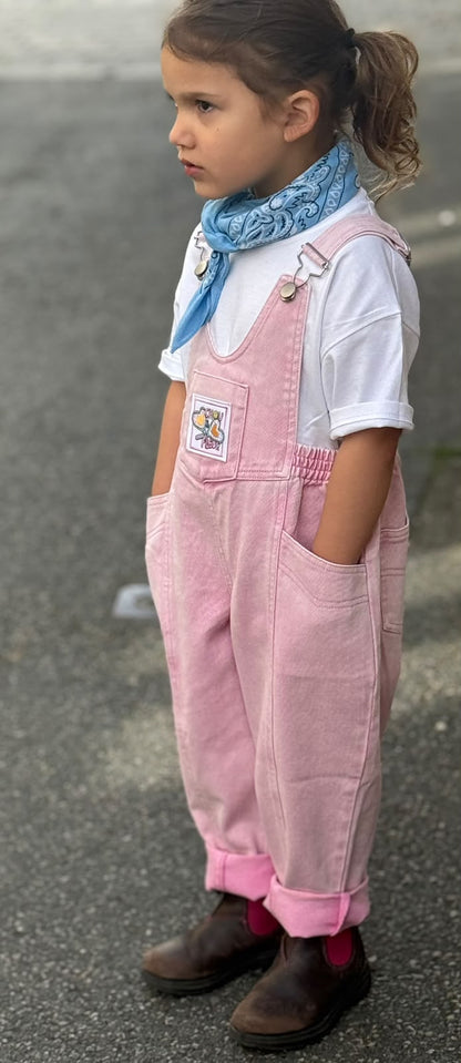 Pink cotton overalls for children – Josie Pink