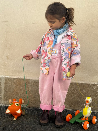 Pink cotton overalls for children – Josie Pink