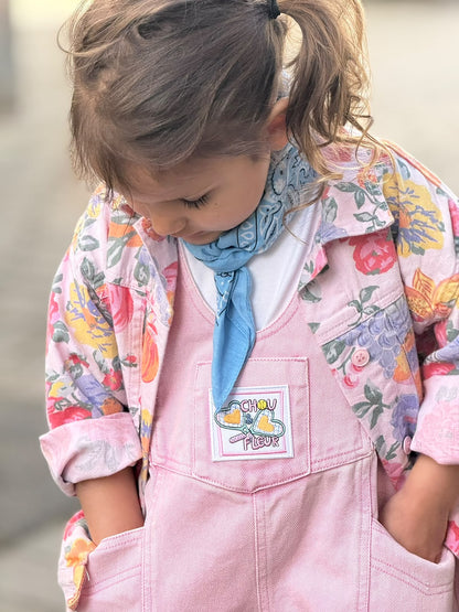 Pink cotton overalls for children – Josie Pink