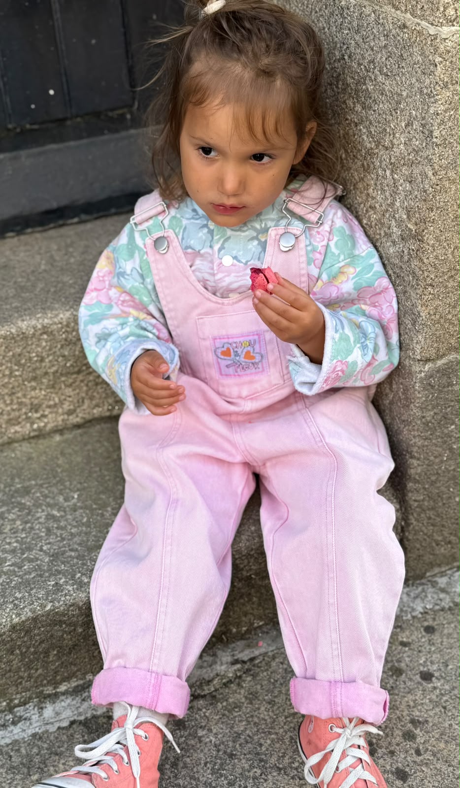 Pink cotton overalls for children – Josie Pink